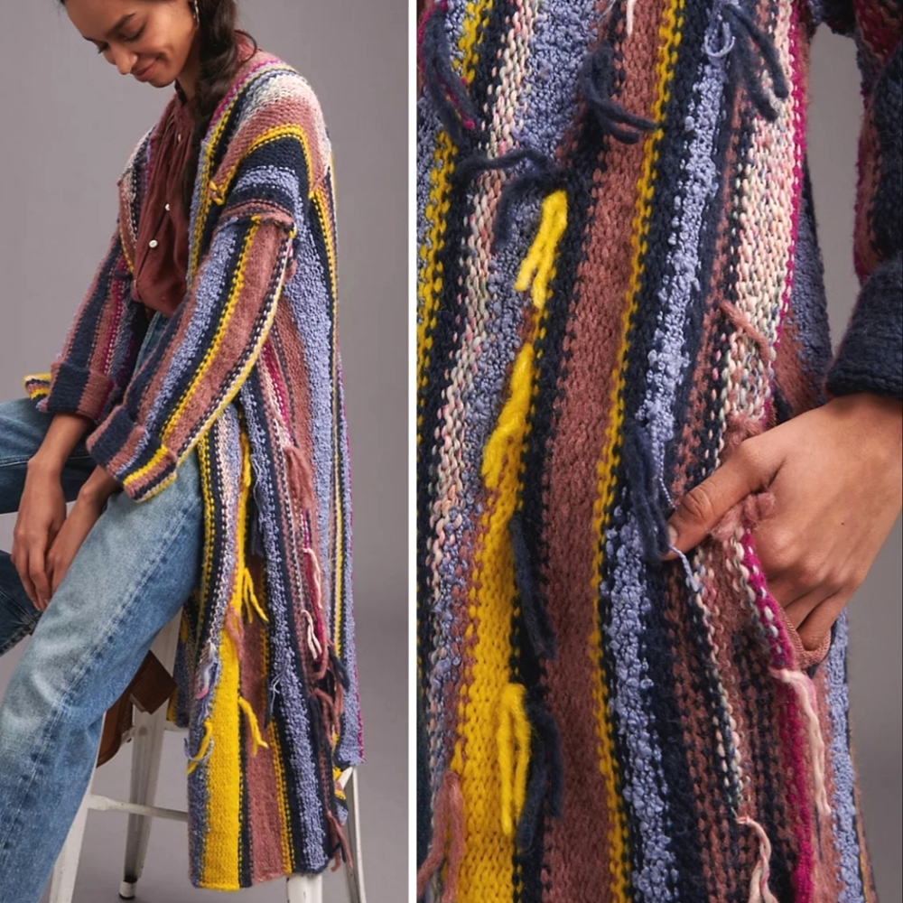 ANTHROPOLOGIE Pilcro Dreamer Deco Striped Duster Cardi $198/A WORK OF ART/2020' - Picture 5 of 16